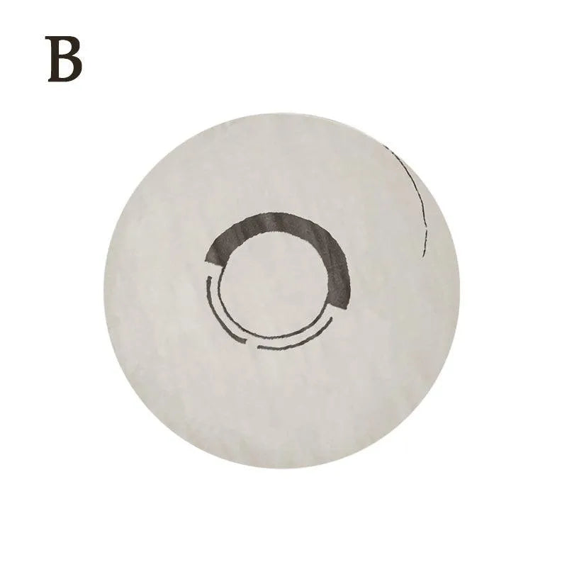 Nordic Minimalist Black Line Round Carpet │ Large Area Decorative Fluffy Plush Rug - Besontique Home