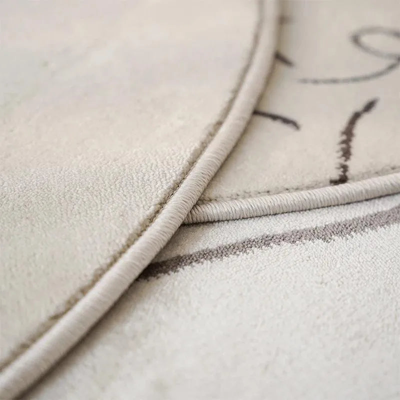 Nordic Minimalist Black Line Round Carpet │ Large Area Decorative Fluffy Plush Rug - Besontique Home