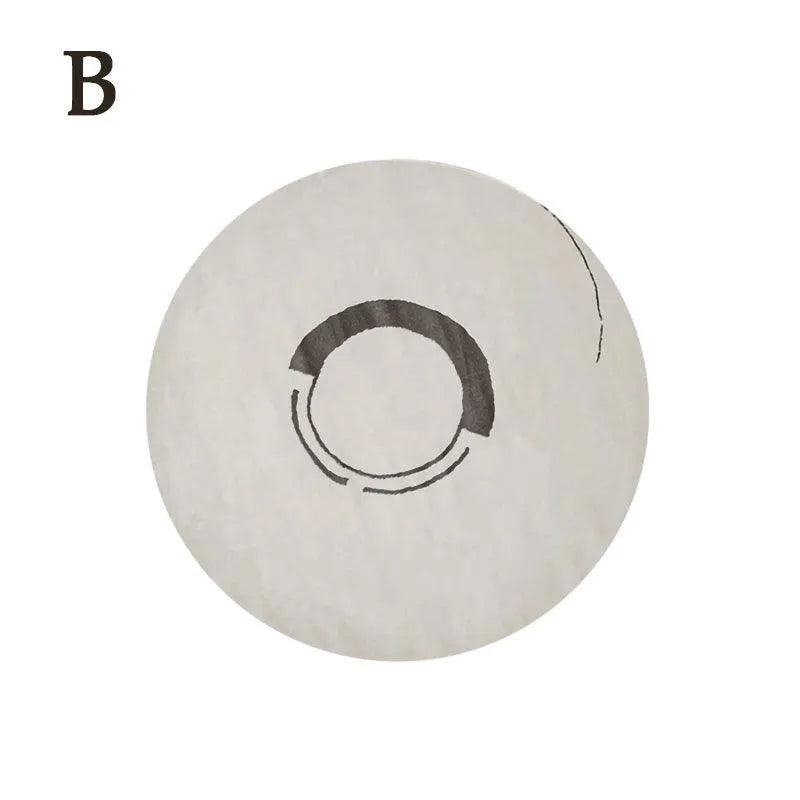 Nordic Minimalist Black Line Round Carpet │ Large Area Decorative Fluffy Plush Rug - Besontique Home