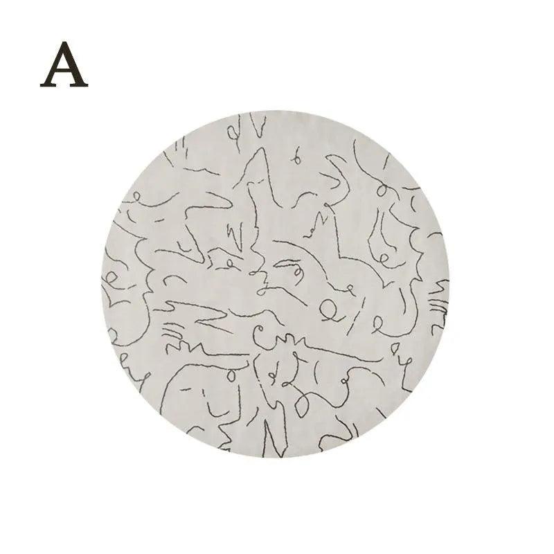 Nordic Minimalist Black Line Round Carpet │ Large Area Decorative Fluffy Plush Rug - Besontique Home