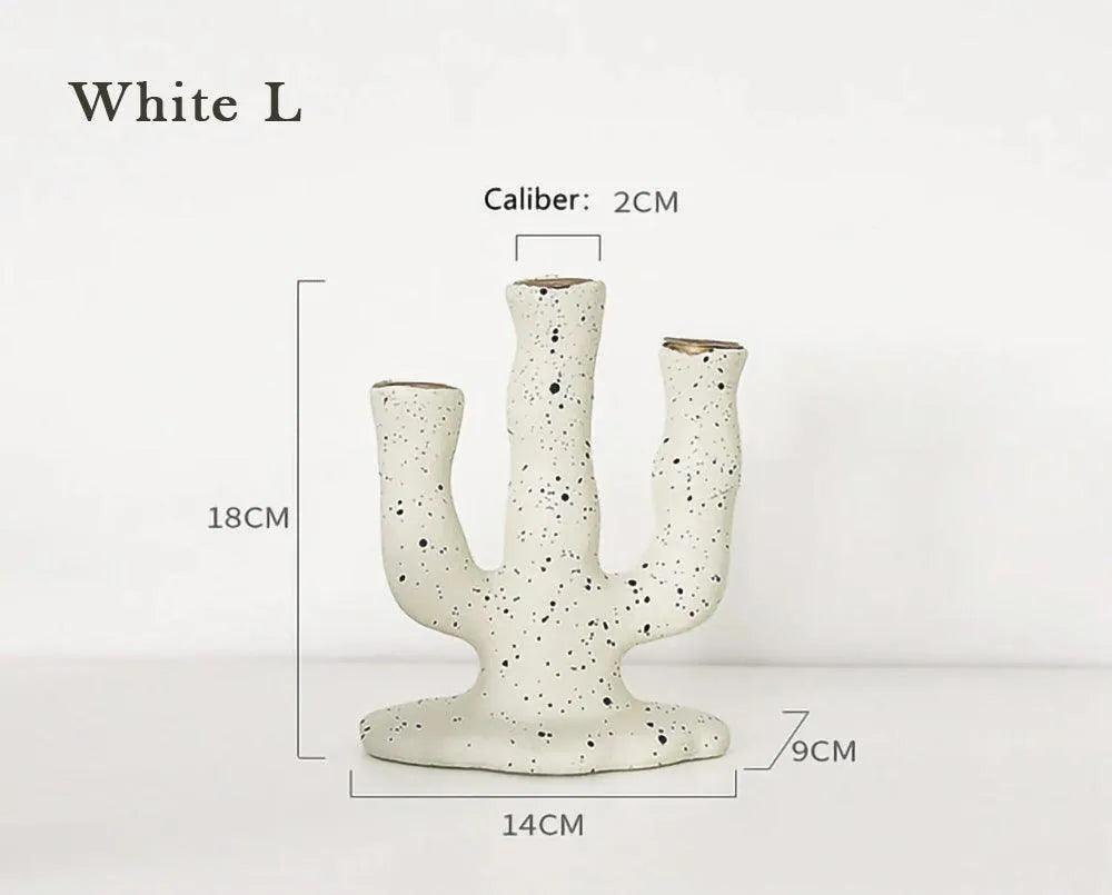 Nordic Resin Candlestick Holder (White/Black) │ Modern Vintage Table Home Decor Candle Stand - Besontique Home
