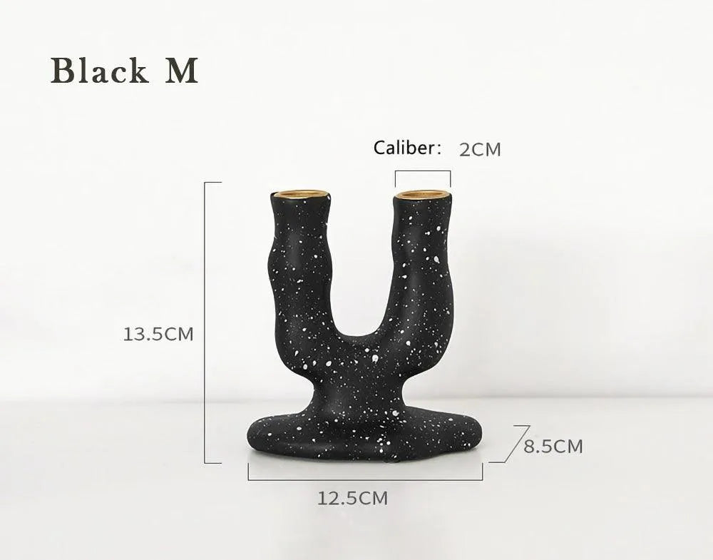 Nordic Resin Candlestick Holder (White/Black) │ Modern Vintage Table Home Decor Candle Stand - Besontique Home