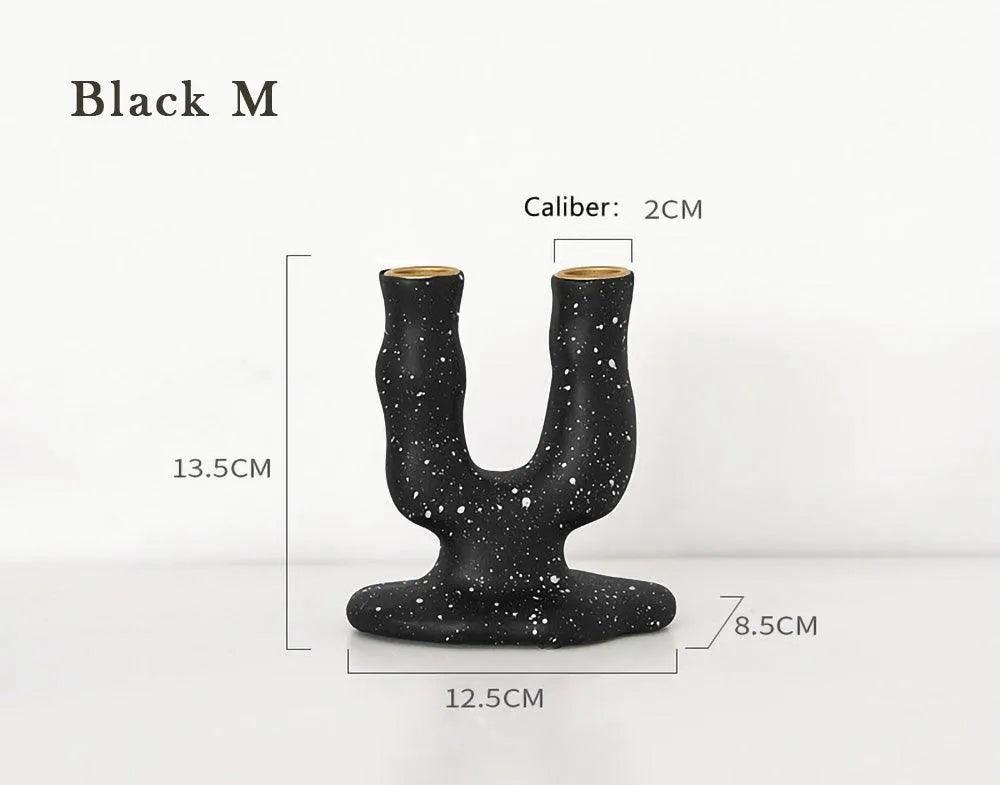 Nordic Resin Candlestick Holder (White/Black) │ Modern Vintage Table Home Decor Candle Stand - Besontique Home
