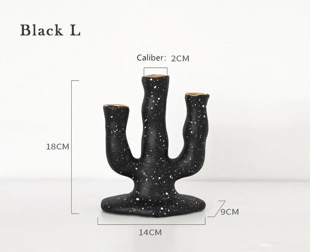 Nordic Resin Candlestick Holder (White/Black) │ Modern Vintage Table Home Decor Candle Stand - Besontique Home
