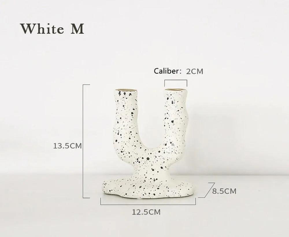 Nordic Resin Candlestick Holder (White/Black) │ Modern Vintage Table Home Decor Candle Stand - Besontique Home