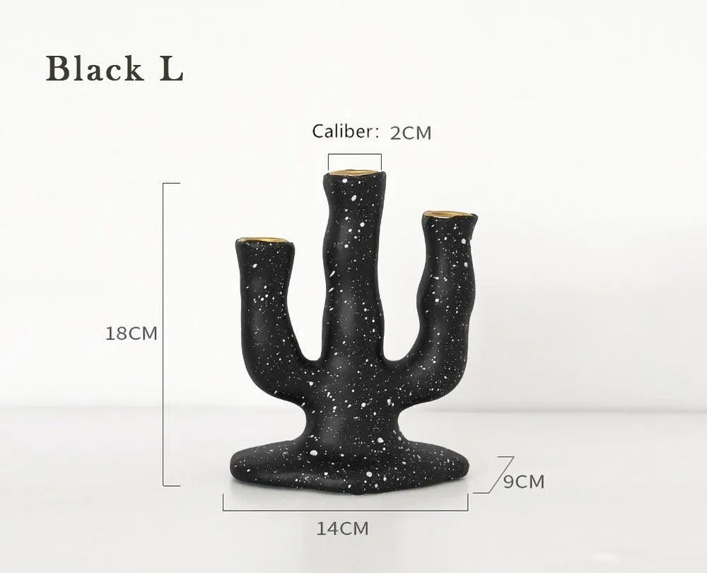 Nordic Resin Candlestick Holder (White/Black) │ Modern Vintage Table Home Decor Candle Stand - Besontique Home