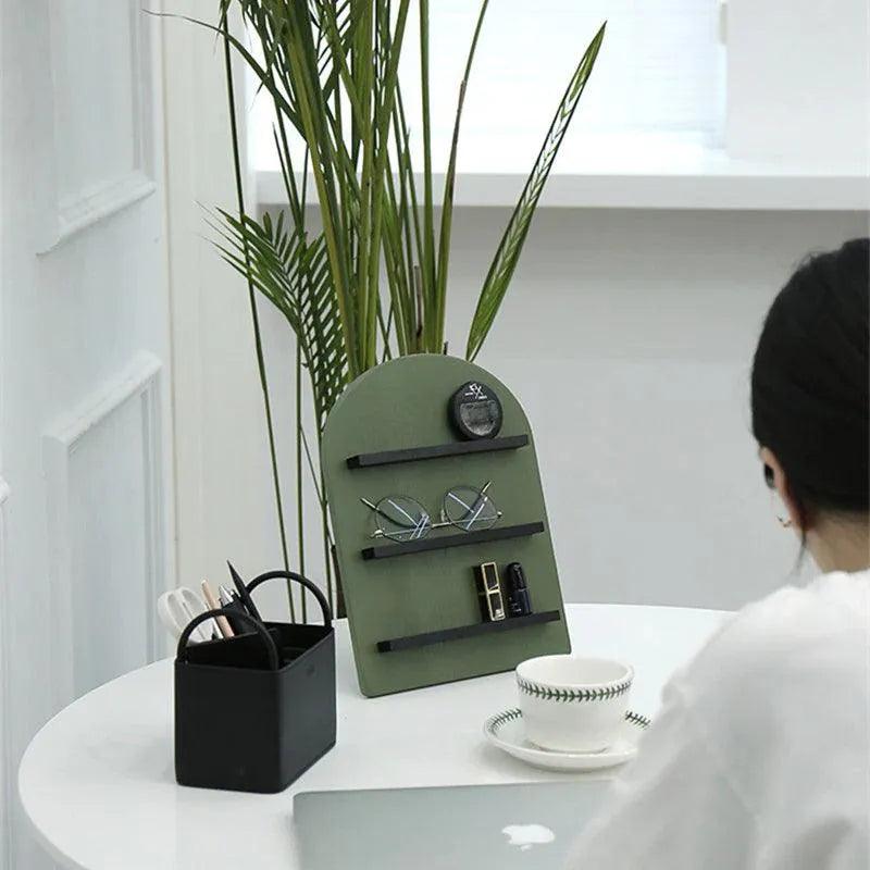 Nordic Vertical Wooden Storage Shelf (Beige / Brown / Green) │ Modern Home Decoration Organizer - Besontique Home