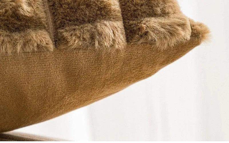 Simple Decorative Plaid Pattern Pillow Cover │ Soft Fur Cushion Cover │ For Sofa Living room Home Decor Pillowcase - Besontique Home