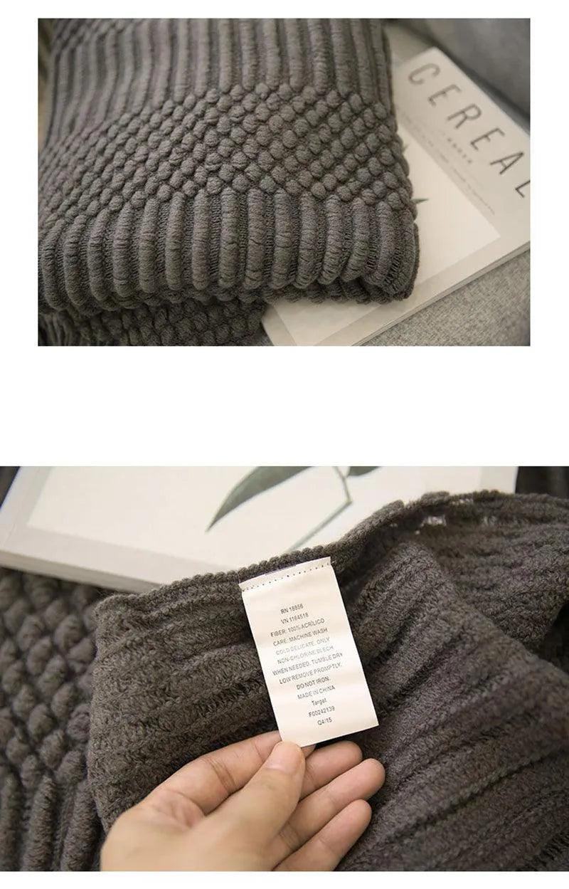 Simple Nordic Throw Blanket with Tassel │ Neutral Color Woven Blankets Bedspread - Besontique Home