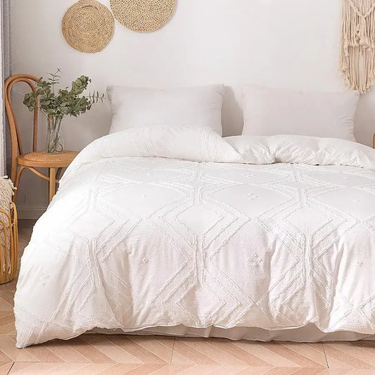 simple-white-luxury-pinch-pleat-bedding-set-high-quality-quilt-bed-duvet-cover-pillow-case-besontique-home-58444 - Besontique Home
