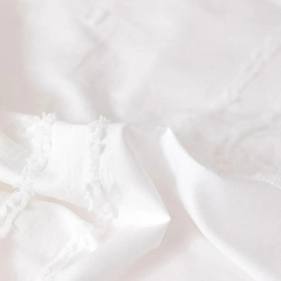 Simple White Luxury Pinch Pleat Bedding Set │ High Quality Quilt Bed Duvet cover Pillow case - Besontique Home