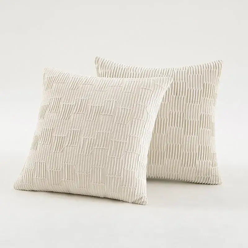 velvet-solid-color-cushion-cover-brown-white-modern-simple-line-pleated-decorative-pillowcase-besontique-home-55296 - Besontique Home