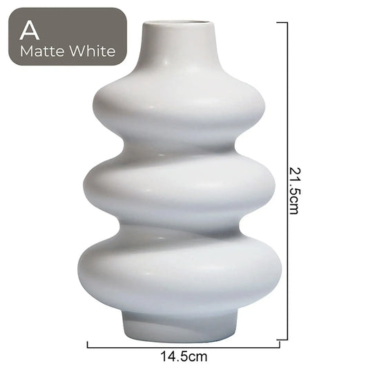 white-beige-nordic-ceramics-dried-flower-vase-pampas-grass-pot-vases-simple-home-decor-item-besontique-home-13047 - Besontique Home