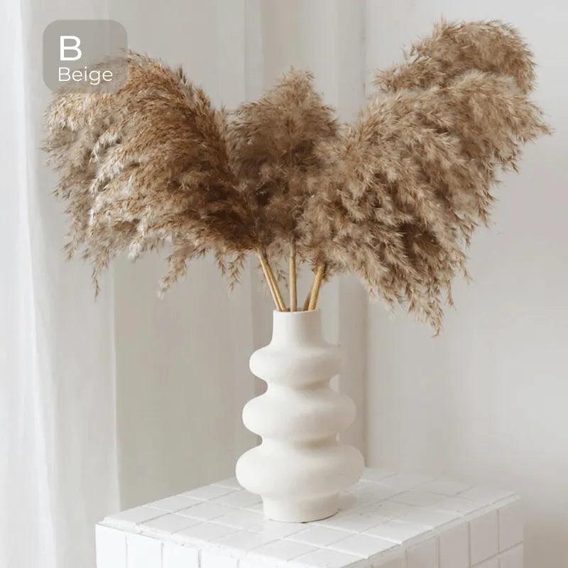White Beige Nordic Ceramics Dried Flower Vase │ Pampas Grass Pot Vases │ Simple Home Decor Item - Besontique Home