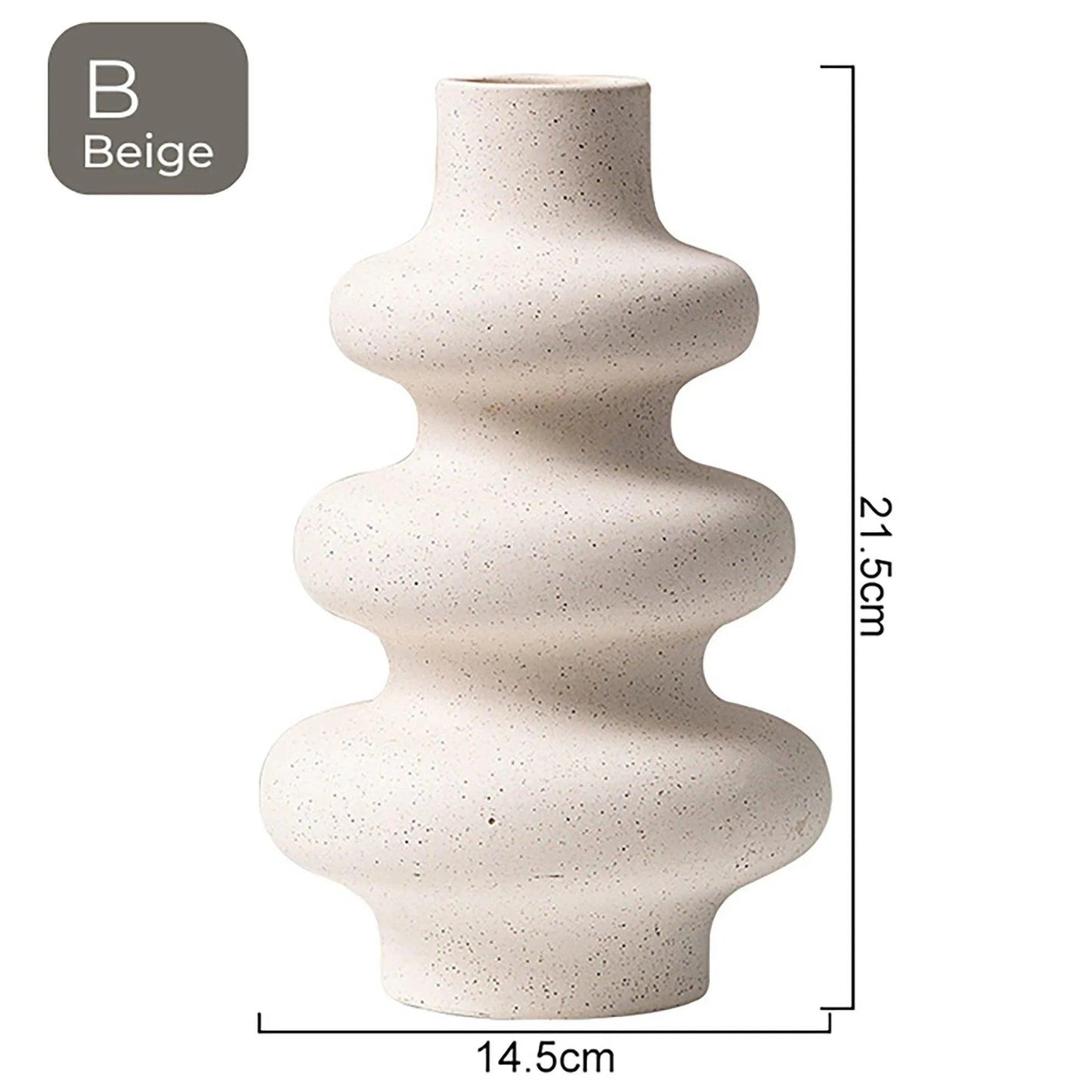 White Beige Nordic Ceramics Dried Flower Vase │ Pampas Grass Pot Vases │ Simple Home Decor Item - Besontique Home