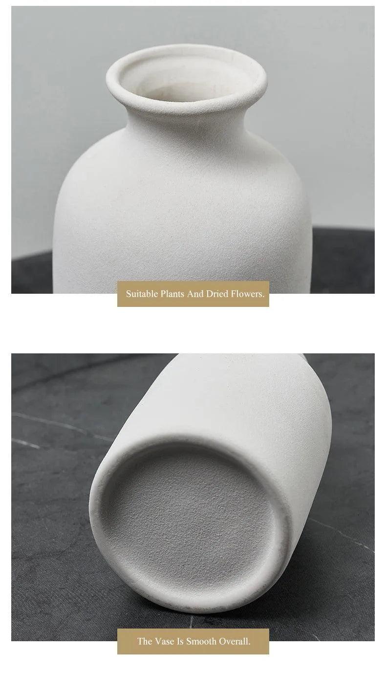 White Simple Ceramic Dried Flower Vase │ Home Decor Room Decorative Item - Besontique Home