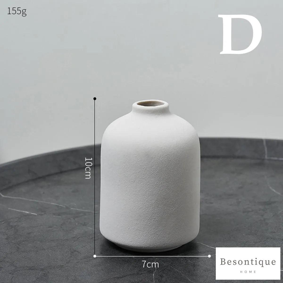 White Simple Ceramic Dried Flower Vase │ Home Decor Room Decorative Item - Besontique Home