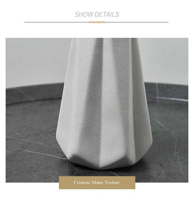 White Simple Ceramic Dried Flower Vase │ Home Decor Room Decorative Item - Besontique Home