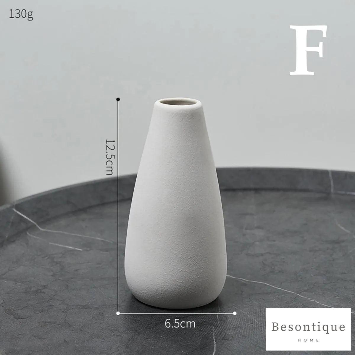 White Simple Ceramic Dried Flower Vase │ Home Decor Room Decorative Item - Besontique Home