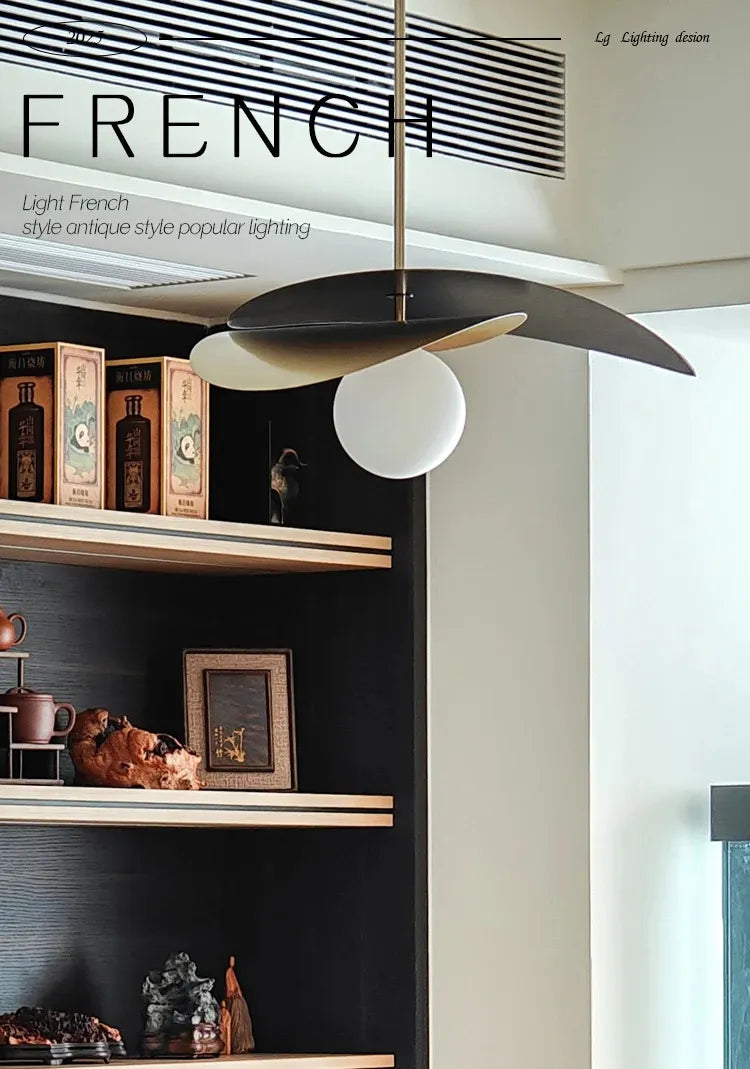 Modern French Black Gold Metal Glass Ball Ceiling Lamp │ Minimalist Dining Chandelier Besontique Home Decor