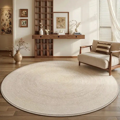 Cream Round Floor Plush Rug │ Minimal Fluffy Decorative Carpet │ Simple Large Lounge Mat Besontique Home Decor