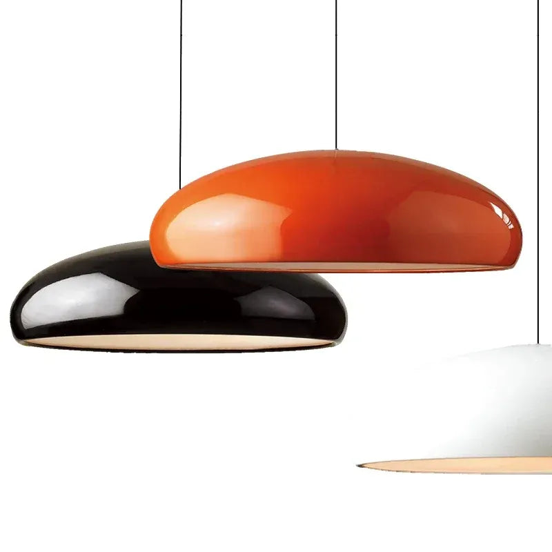 Modern Nordic dome pendant light above dining table orange black white red besontique home decor