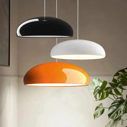 Modern Nordic dome pendant light above dining table orange black white red besontique home decor