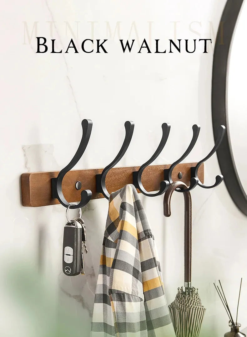 Modern Rustic Wooden Coat Rack Wall Mount with Hooks (Black/White) Besontique Home Decor