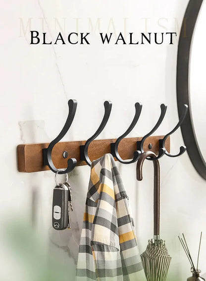 Modern Rustic Wooden Coat Rack Wall Mount with Hooks (Black/White) Besontique Home Decor