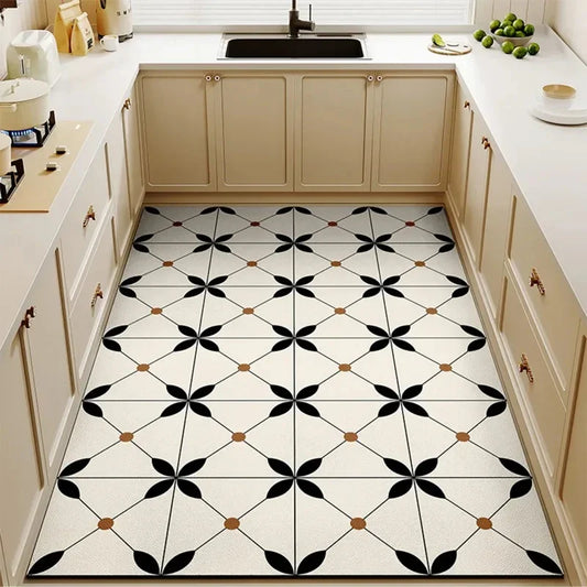1 Modern style Plaid printed PVC Kitchen Floor Mat │ Waterproof Oil-proof Leather Foot Mats Rug for Home Decor - Besontique Home