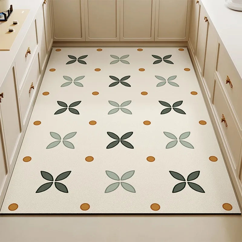 1 Modern style Plaid printed PVC Kitchen Floor Mat │ Waterproof Oil-proof Leather Foot Mats Rug for Home Decor - Besontique Home
