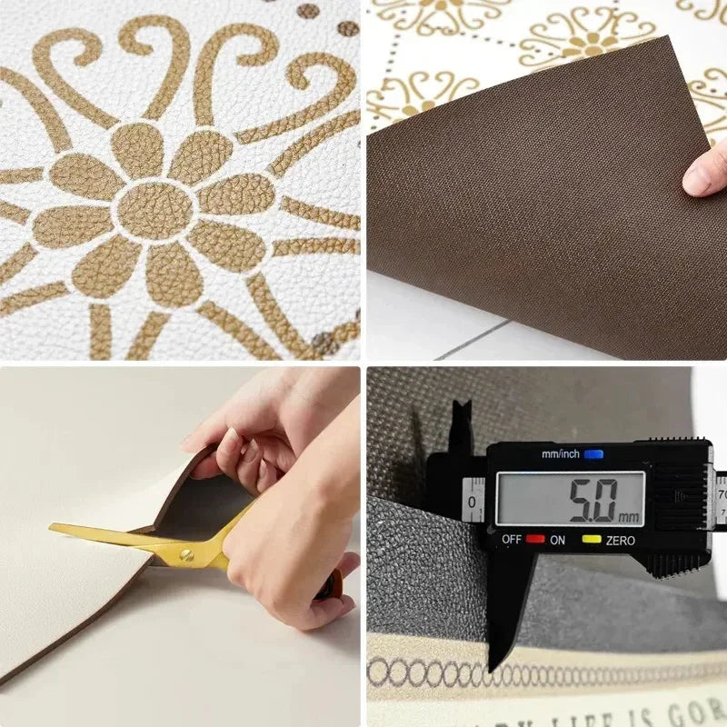 1 Modern style Plaid printed PVC Kitchen Floor Mat │ Waterproof Oil-proof Leather Foot Mats Rug for Home Decor - Besontique Home