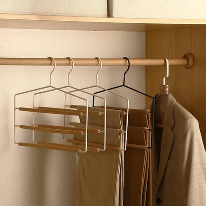 1 pcs of 3 Tiers Multi-Layer Wooden Pants Trouser Hanger │ Wardrobe Closet Clothes Iron Hanging Rack - Besontique Home