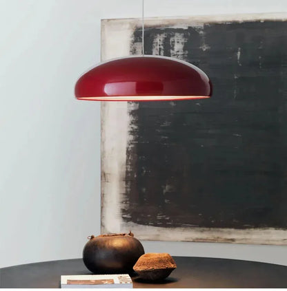 Modern Nordic dome pendant light above dining table orange black white red besontique home decor