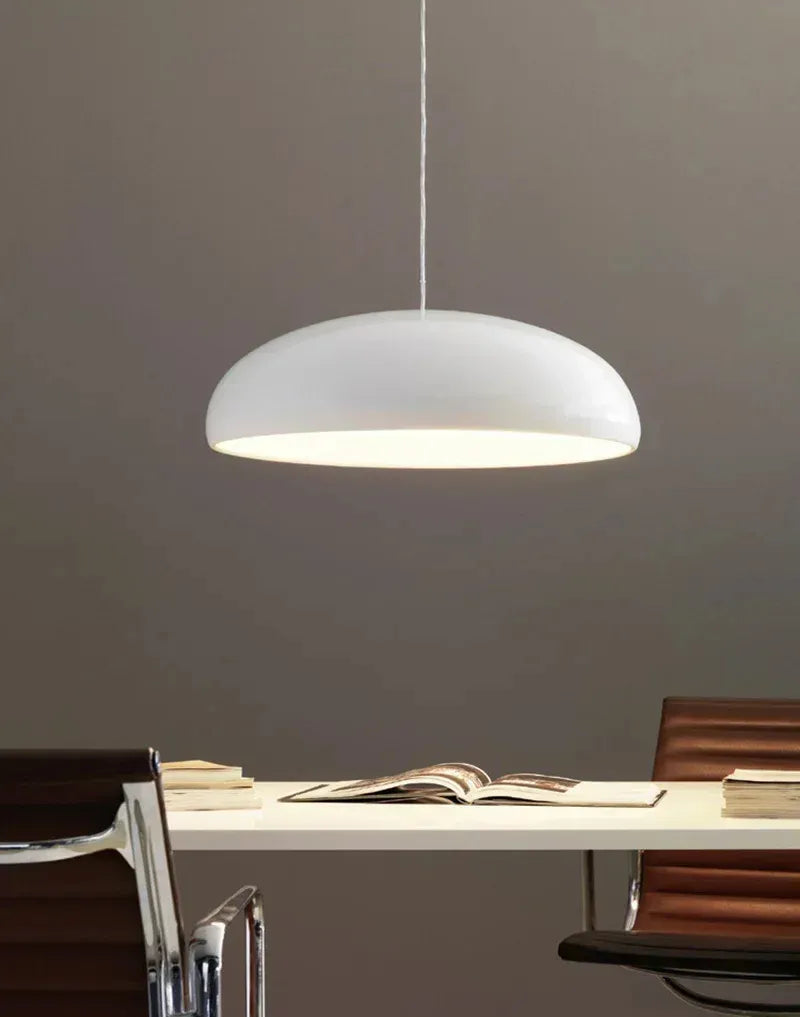 Modern Nordic dome pendant light above dining table orange black white red besontique home decor
