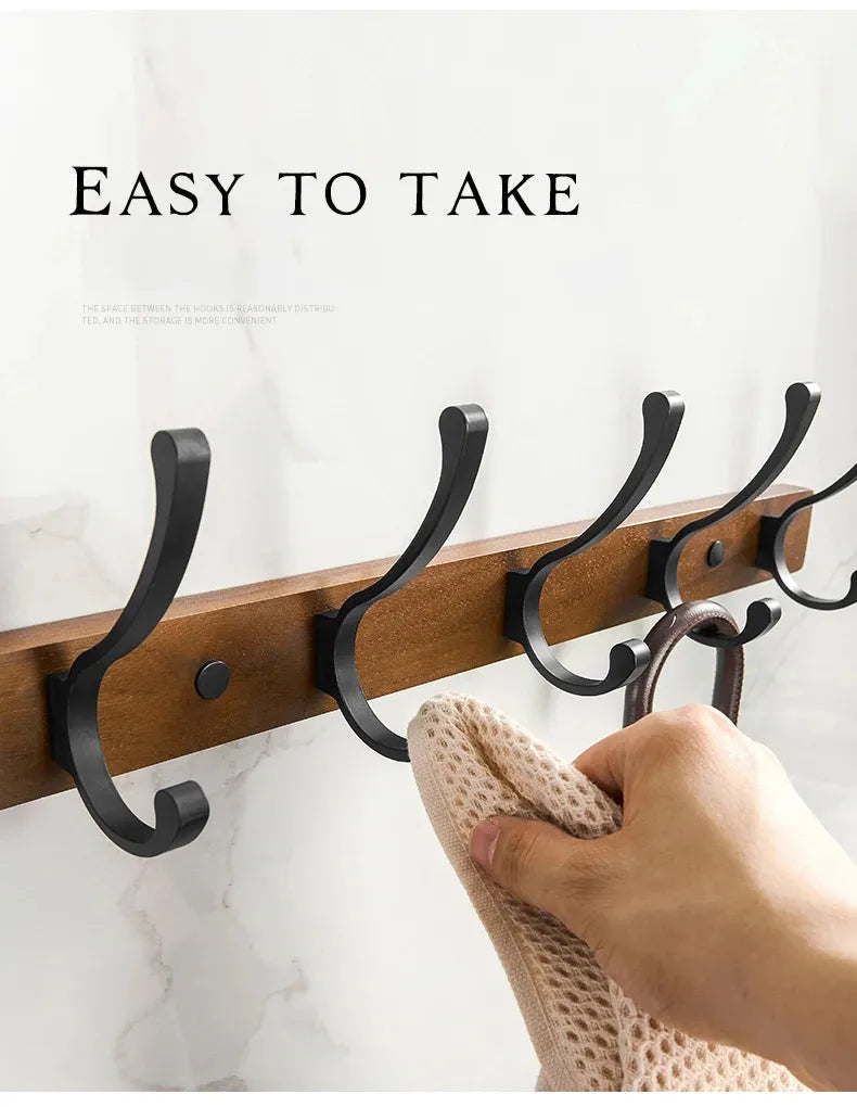 Modern Rustic Wooden Coat Rack Wall Mount with Hooks (Black/White) Besontique Home Decor