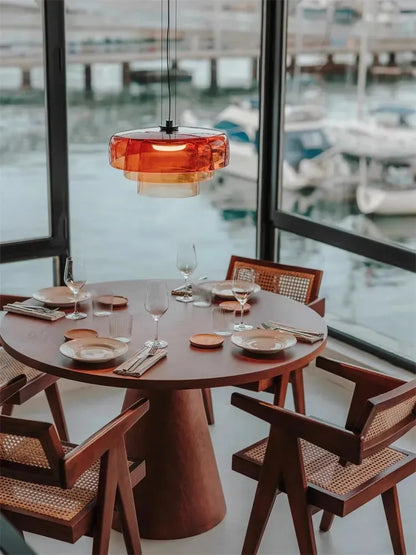 Simple Minimalist Color layered Glass Pendant Ceiling Lamp Light - Besontique Home