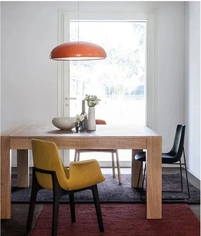 Modern Nordic dome pendant light above dining table orange black white red besontique home decor