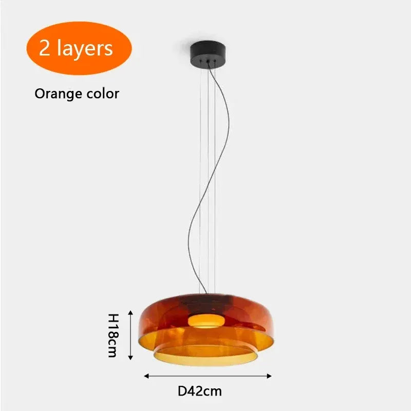 Simple Minimalist Color layered Glass Pendant Ceiling Lamp Light - Besontique Home
