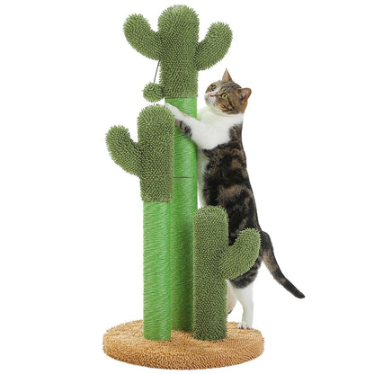 Kaktus-Katzenkratzbaum mit interaktivem baumelnden Ball | Haustierfreundliches Katzenkratzmöbel