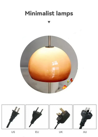 Modern Retro Gradient Orange Glass Table Lamp – Metal Coffee Table Desk Light
