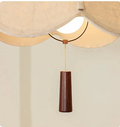 Wood Fabric Linen Pendant Ceiling Light │ Modern Retro style Bedroom Hanging Lamp - Besontique Home