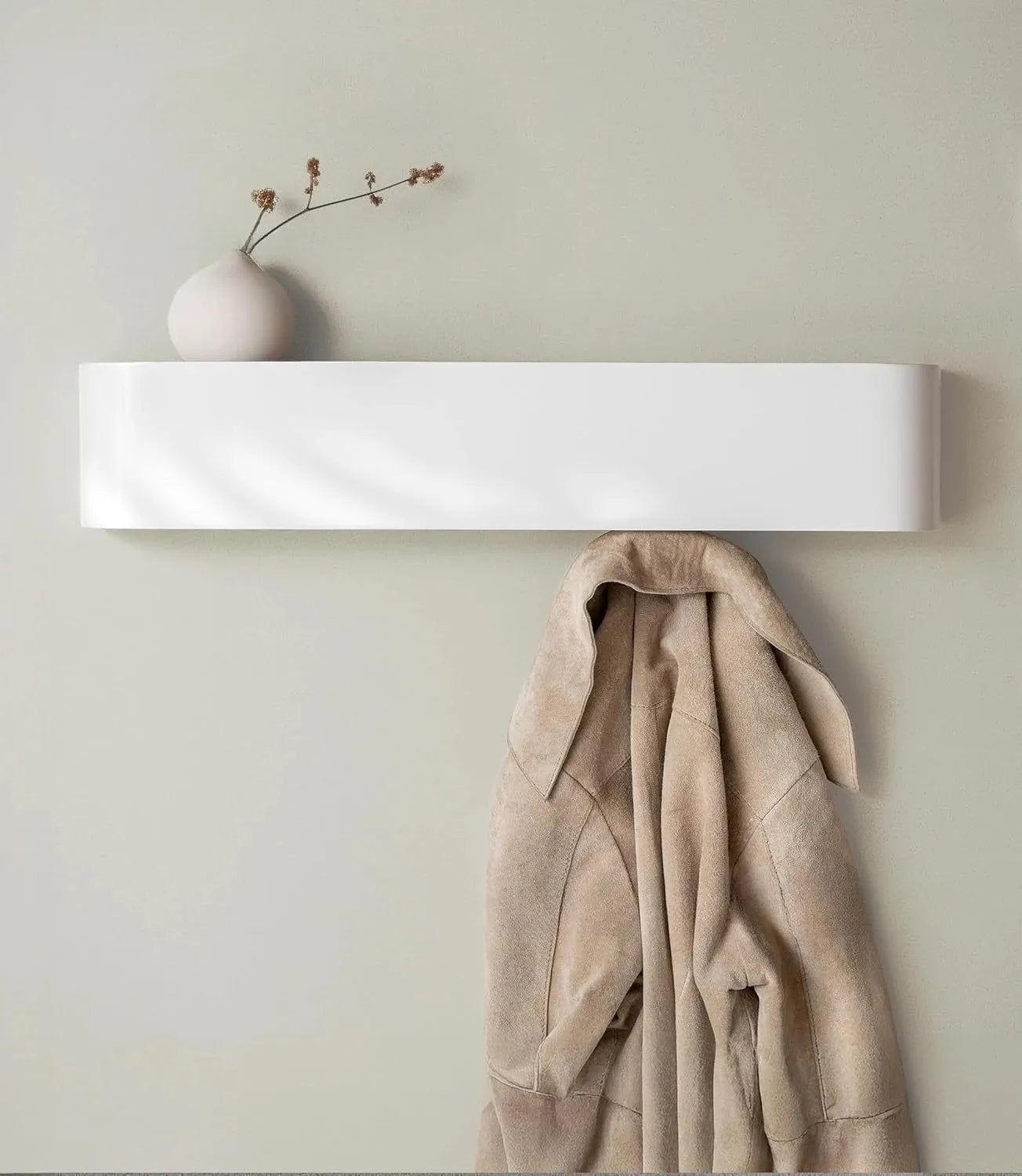 Modern Wooden Entrance Wall Mounted Clothing Rack Shelf with hidden hooks Besontique Home Decor
