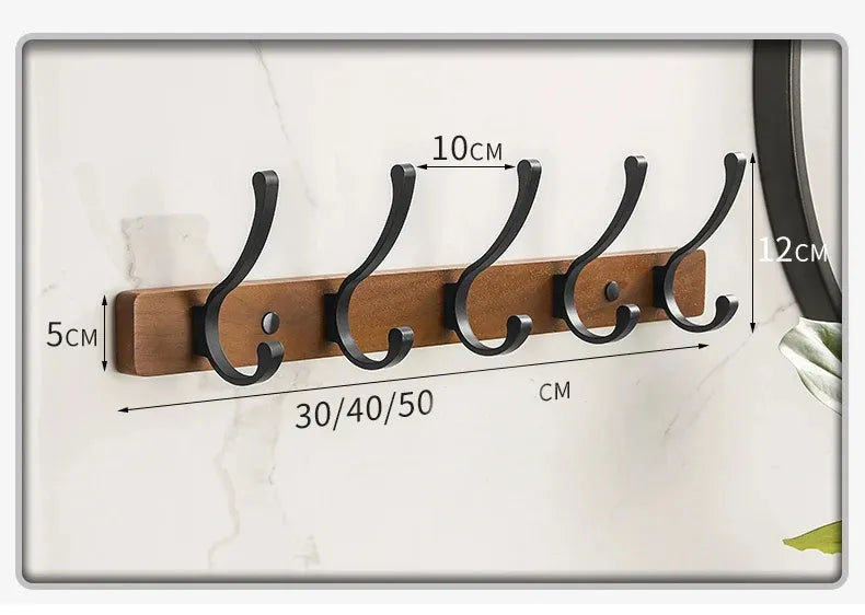 Modern Rustic Wooden Coat Rack Wall Mount with Hooks (Black/White) Besontique Home Decor