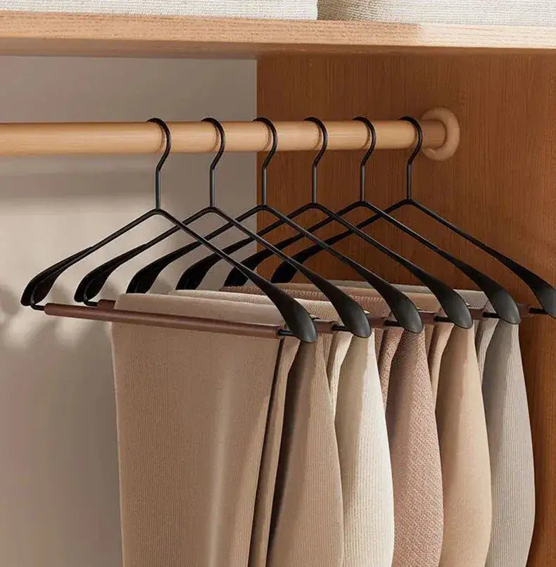 Modern Vintage Heavy-Duty Wood & Black Iron Clothes Hanger │ Wide Non-Slip Garment Racks  Besontique Home