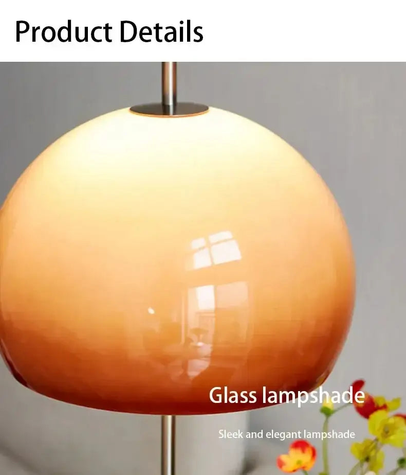 Modern Retro Gradient Orange Glass Table Lamp – Metal Coffee Table Desk Light