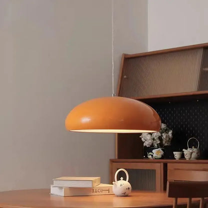 Modern Nordic dome pendant light above dining table orange black white red besontique home decor