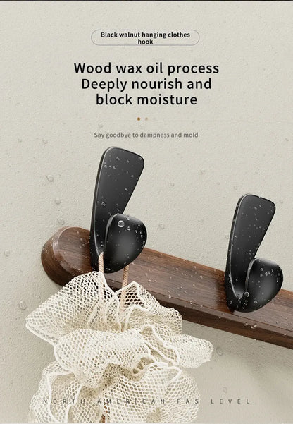 Modern Walnut Moon Shape Coat Rack (White/Black)│ Wall Mounted Wooden Metal Hooks
