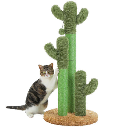 Kaktus-Katzenkratzbaum mit interaktivem baumelnden Ball | Haustierfreundliches Katzenkratzmöbel
