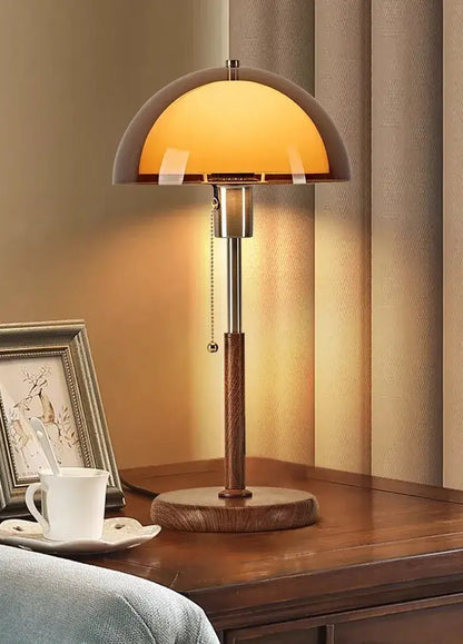 Vintage Walnut Table Lamp | Modern Iron Bedside & Study Room Ambient Light Besontique Home Decor